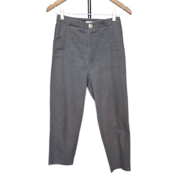Dagg & Stacey Willa Peg Leg Pants in Grey 100% Cotton Twill - Picture 1 of 11